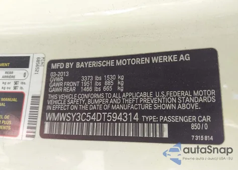 2013 Mini Roadster Cooper S from USA, damaged, VIN WMWSY3C54DT594314